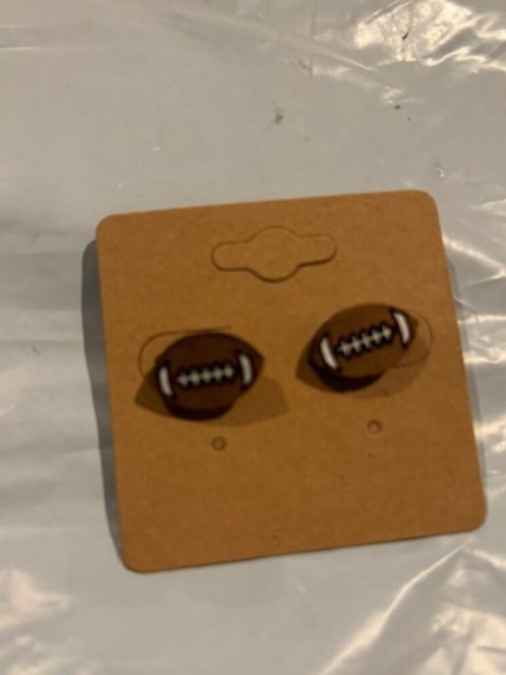 Handcrafted Football Earring Stainless Steel backing